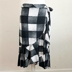 Lularoe Bella Black White Gingham Ruffle Wrap Hi-Lo Skirt Women's Small